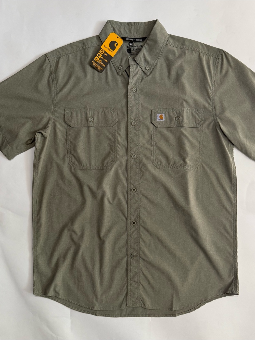 Carhartt Men’s Force Flex Lightweight Short Sleeve Shirt TW5292‑M L Basil Green